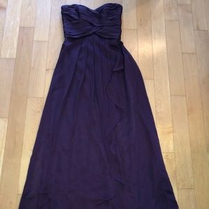 Strapless Crinkle Chiffon Dress with Cascade Skirt